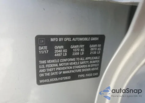 2018 Buick Regal Preferred z USA, uszkodzony, nr VIN W04GL6SX8J1072833